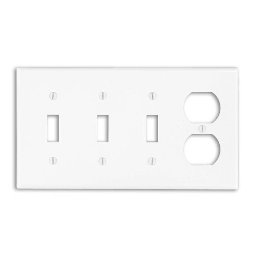 Leviton 4Gang 3Toggle 1Duplex Device Combination Wallplate Standard Size P38W White