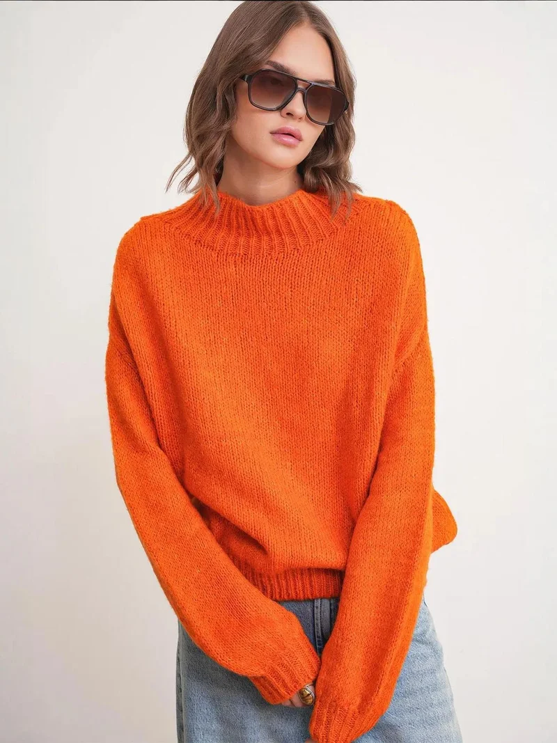 MixRay Mixray Relaxed Fit Crew Neck Thick Knit Sweater