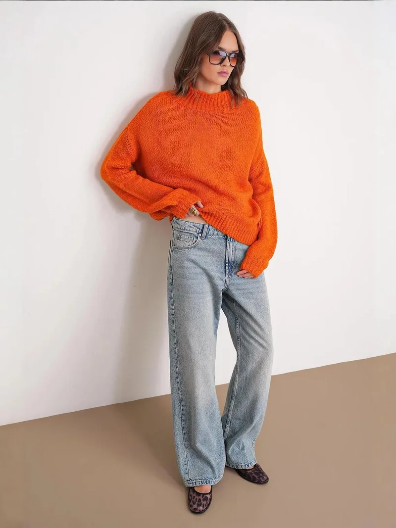 MixRay Mixray Relaxed Fit Crew Neck Thick Knit Sweater