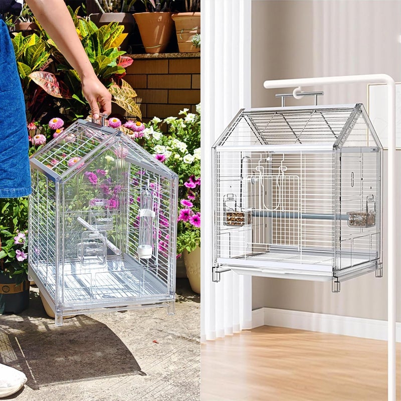 AideeGrowth Bried Cage AideeGrowth 20.5 Inch Small Bird Cage, Parrot Cage, Portable Bird Carrier, Travel Carrier Cage for Home, Excursion, Pet Clinic, Temporary Placement - Image 4
