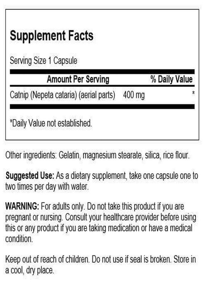 Swanson Full Spectrum Catnip 400 Milligrams 60 Capsules - Image 2