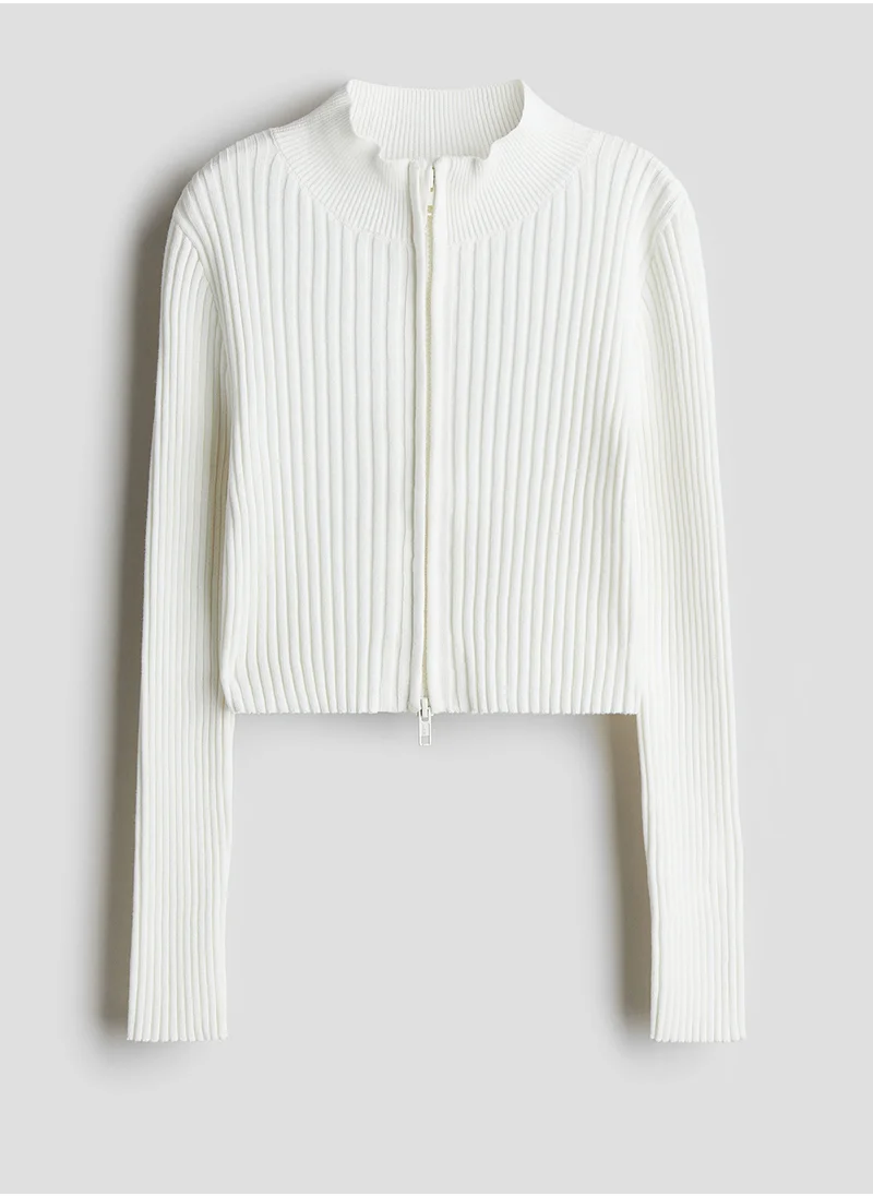 اتش اند ام Rib-Knit Zip-Through Cardigan