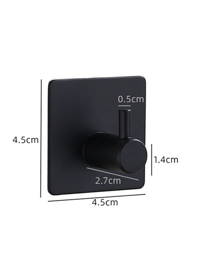 4-Piece Space Aluminum Square Adhesive Wall Hooks, Waterproof Superglue Hooks, Bathroom Kitchen Bedroom Towel Heavy Duty Hooks (Black) - Image 2