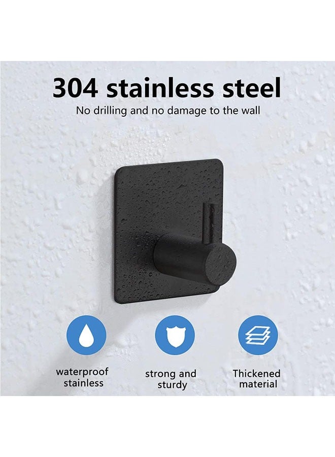 4-Piece Space Aluminum Square Adhesive Wall Hooks, Waterproof Superglue Hooks, Bathroom Kitchen Bedroom Towel Heavy Duty Hooks (Black) - Image 3