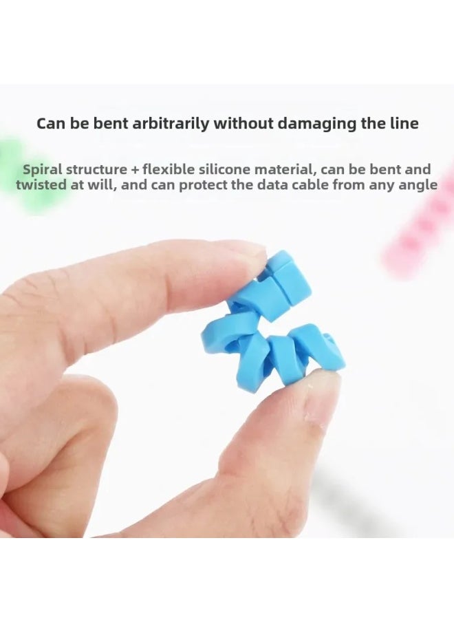 Silicone Spiral Data Cable Protective Case Compatible With For Apple And Android Phones Original Charger Cable Anti-Breakage Pro-Color:Pure White Bulk