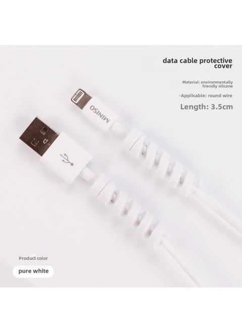 Silicone Spiral Data Cable Protective Case Compatible With For Apple And Android Phones Original Charger Cable Anti-Breakage Pro-Color:Pure White Bulk