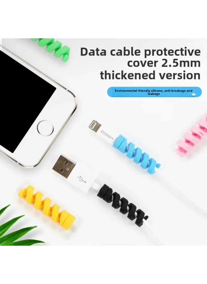 Silicone Spiral Data Cable Protective Case Compatible With For Apple And Android Phones Original Charger Cable Anti-Breakage Pro-Color:Pure White Bulk
