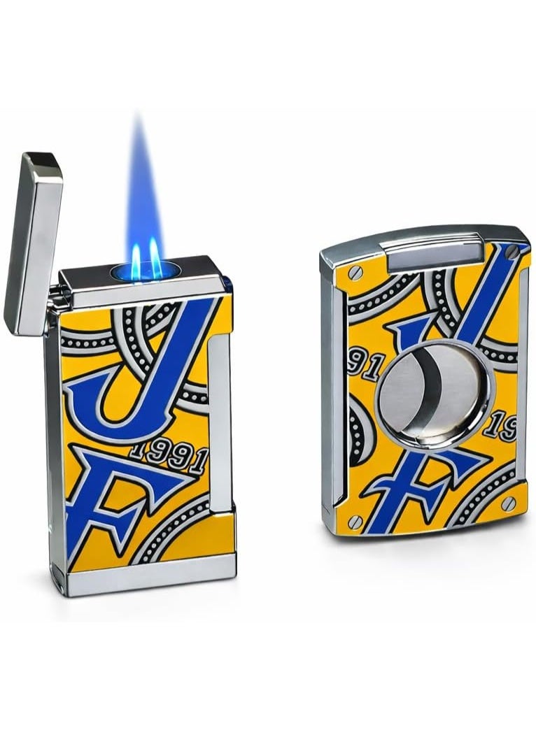 Jifeng Lighter and Cutter Set – Dual Flame, Windproof Metal Cigar Lighter with Punch Tool, Stainless Steel Cutter - Image 3