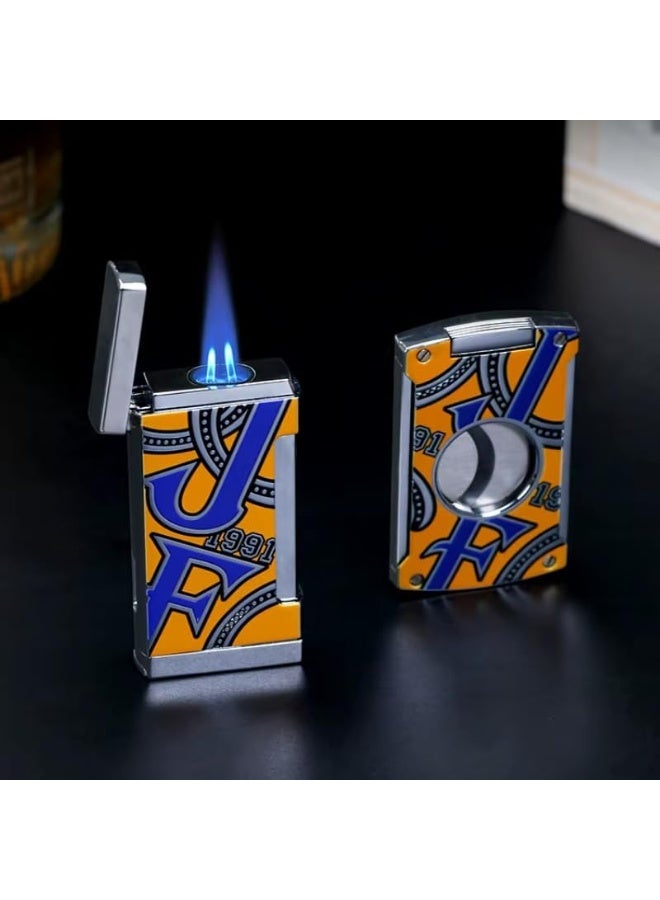 Jifeng Lighter and Cutter Set – Dual Flame, Windproof Metal Cigar Lighter with Punch Tool, Stainless Steel Cutter - Image 2