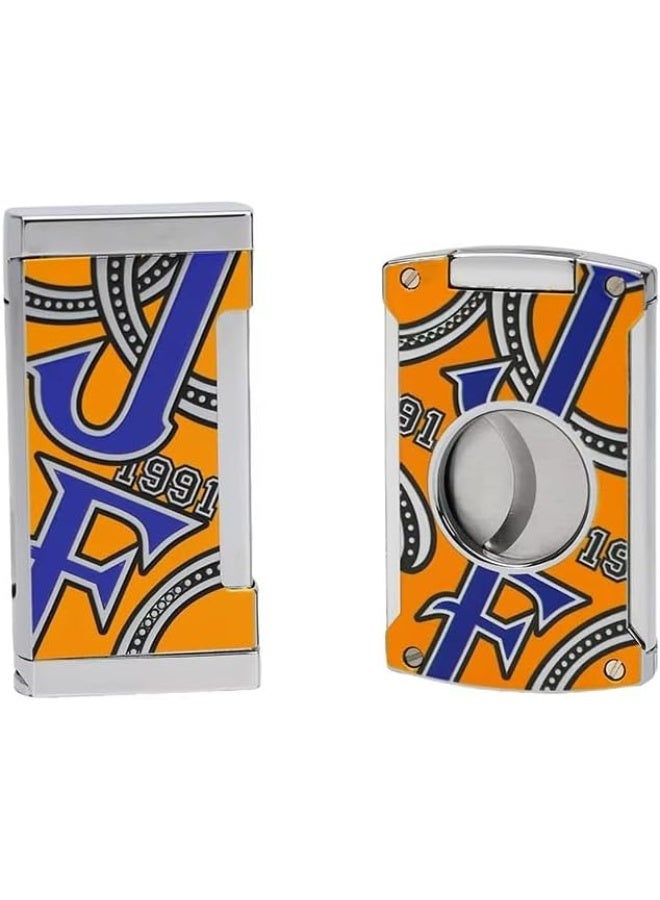 Jifeng Lighter and Cutter Set – Dual Flame, Windproof Metal Cigar Lighter with Punch Tool, Stainless Steel Cutter - Image 1