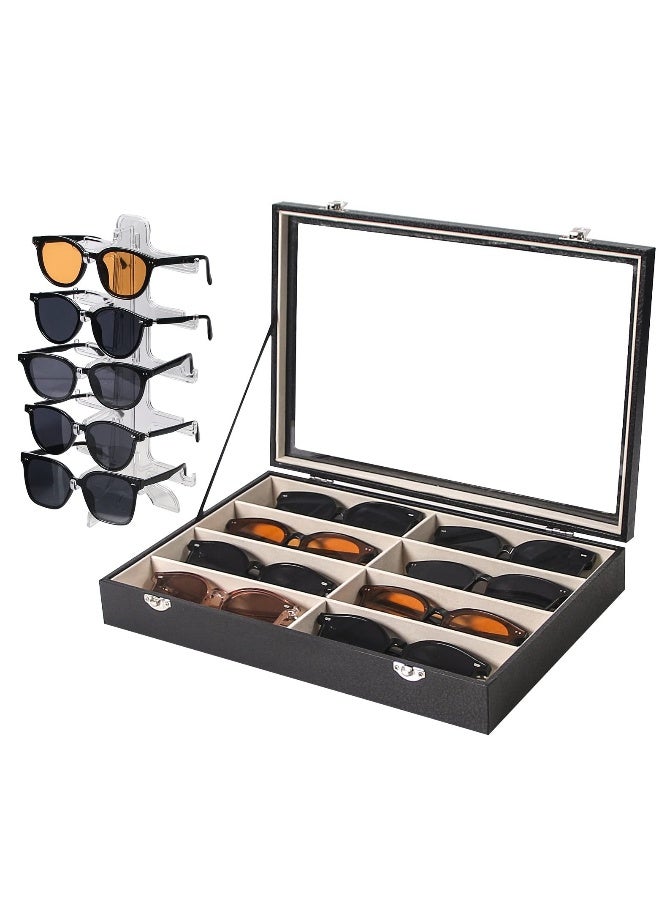 8 Slot Sunglasses Organizer, Sunglasses Storage Case and 5 Tier Sunglasses Holder, Sunglasses Display Case and Sunglasses Display Stand for Display and Storage Sunglasses/Jewellery/Watches - Image 1