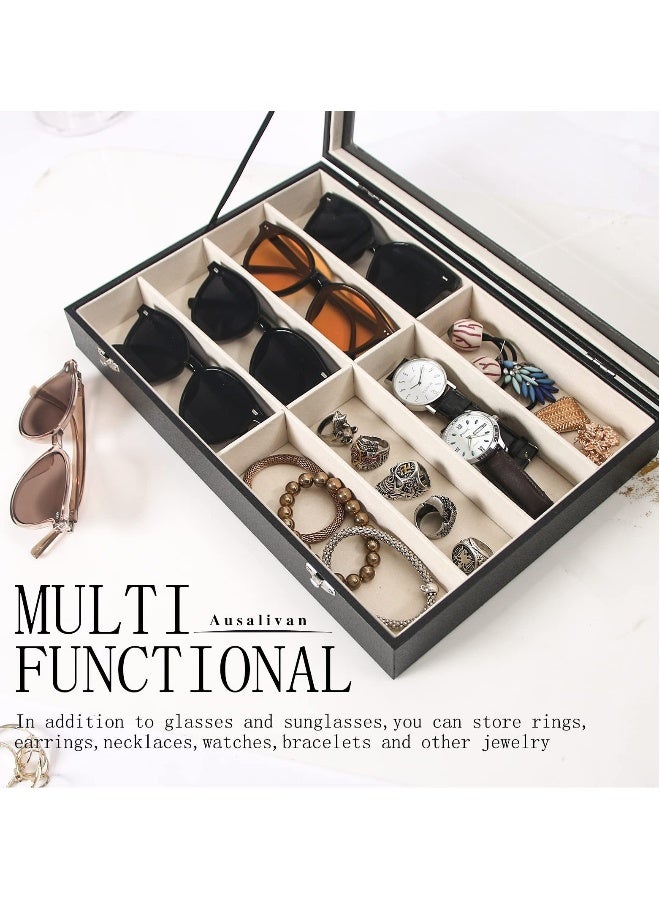 8 Slot Sunglasses Organizer, Sunglasses Storage Case and 5 Tier Sunglasses Holder, Sunglasses Display Case and Sunglasses Display Stand for Display and Storage Sunglasses/Jewellery/Watches - Image 3