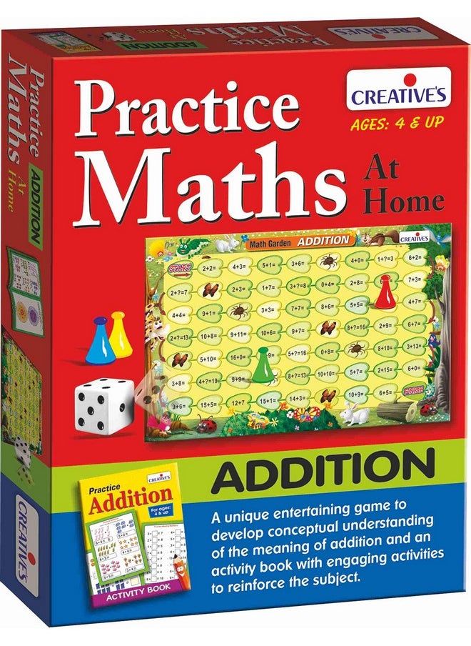 Creative's Creative's Practice Math at Home Addition| Learning Board Game | Math Board Game for Kids | Children Activity Game | Reinforce Math Skills for Kids | Educational Math Board Game | Ages 4 & Up  - Image 1