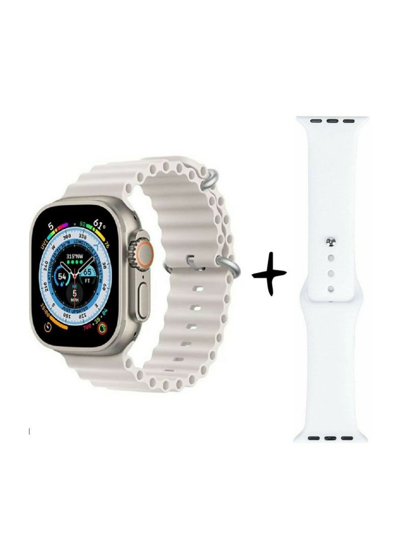 Wearfit Pro - HW68 ULTRA MINI Smart Watch Series 8  With A Full Screen Works With The Android And IOS System, Is Responsive, Wireless Charging Supports GPS, Size 1.75 Inch - Silver Color - Image 1