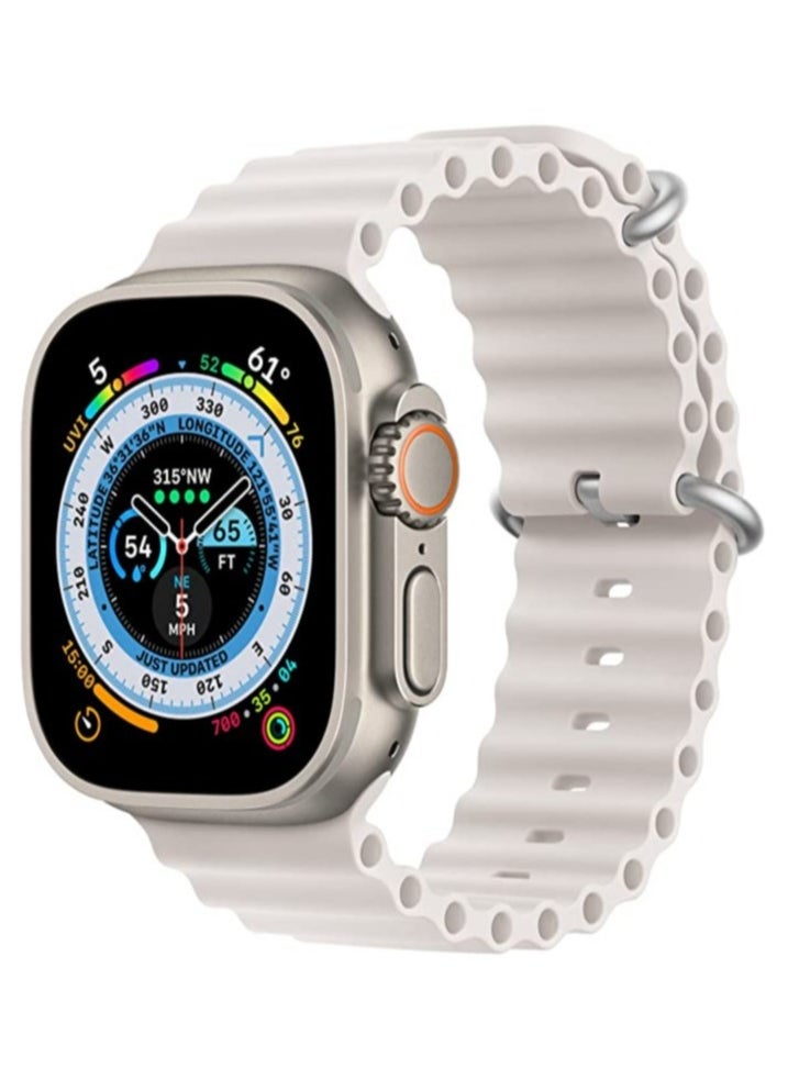Wearfit Pro - HW68 ULTRA MINI Smart Watch Series 8  With A Full Screen Works With The Android And IOS System, Is Responsive, Wireless Charging Supports GPS, Size 1.75 Inch - Silver Color - Image 1