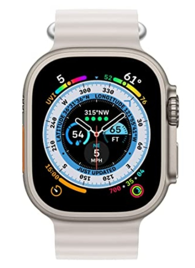 Wearfit Pro - HW68 ULTRA MINI Smart Watch Series 8  With A Full Screen Works With The Android And IOS System, Is Responsive, Wireless Charging Supports GPS, Size 1.75 Inch - Silver Color - Image 1