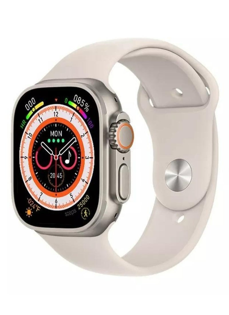 Wearfit Pro - HW68 ULTRA MINI Smart Watch Series 8  With A Full Screen Works With The Android And IOS System, Is Responsive, Wireless Charging Supports GPS, Size 1.75 Inch - Silver Color - Image 1