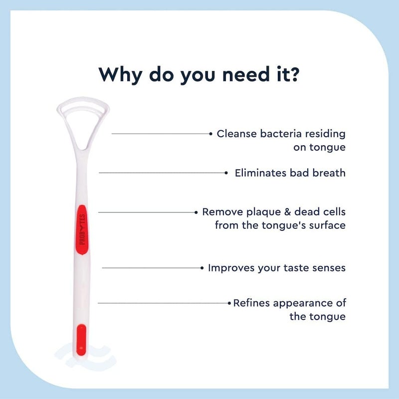 ProBytes Essential Tongue Cleaner - Soft & Gentle Y Shape Scraper, Oral Health, Care, Hygiene, Fresh Healthy & Clean Mouth, Easy Grip, Eliminate Bad Breath & Bacteria, All Ages, Subtle Colours - 2 Pcs - Image 4