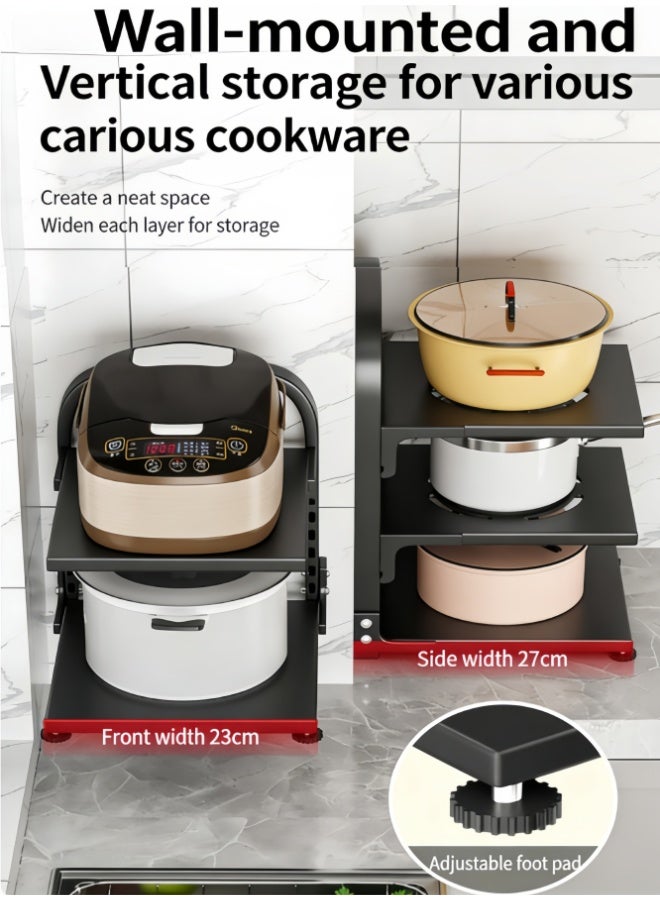 Pots and Pans Organizer under Cabinet, Heavy Duty Pan Organizers for Cabinet & Counter, 4 Tier Adjustable Pan & Pot Rack for Kitchen Cabinet Organizers and Storage (BC0404) - Image 5