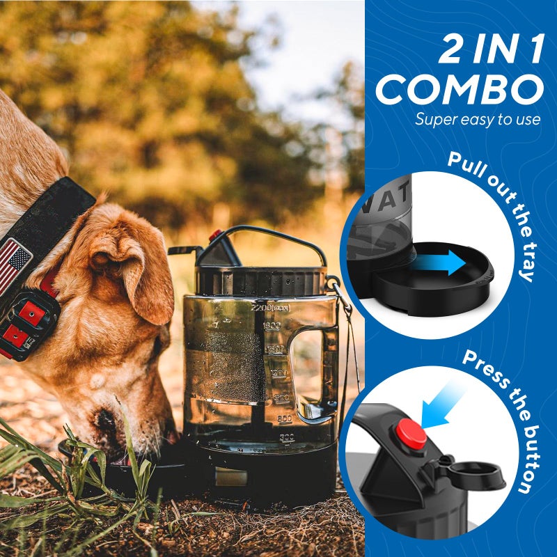 lesotc Portable Dog Travel Water Bottle, 77oz Large Travel Water Bowl for Dogs Camping Hiking Beach Hunting Essentials, Big Pet Bottles Bowl Water Dispenser for On The Go Park Car Walking Accessories - Image 2