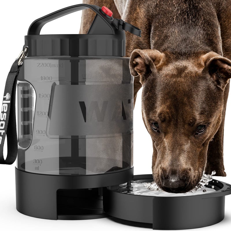 lesotc Portable Dog Travel Water Bottle, 77oz Large Travel Water Bowl for Dogs Camping Hiking Beach Hunting Essentials, Big Pet Bottles Bowl Water Dispenser for On The Go Park Car Walking Accessories - Image 1