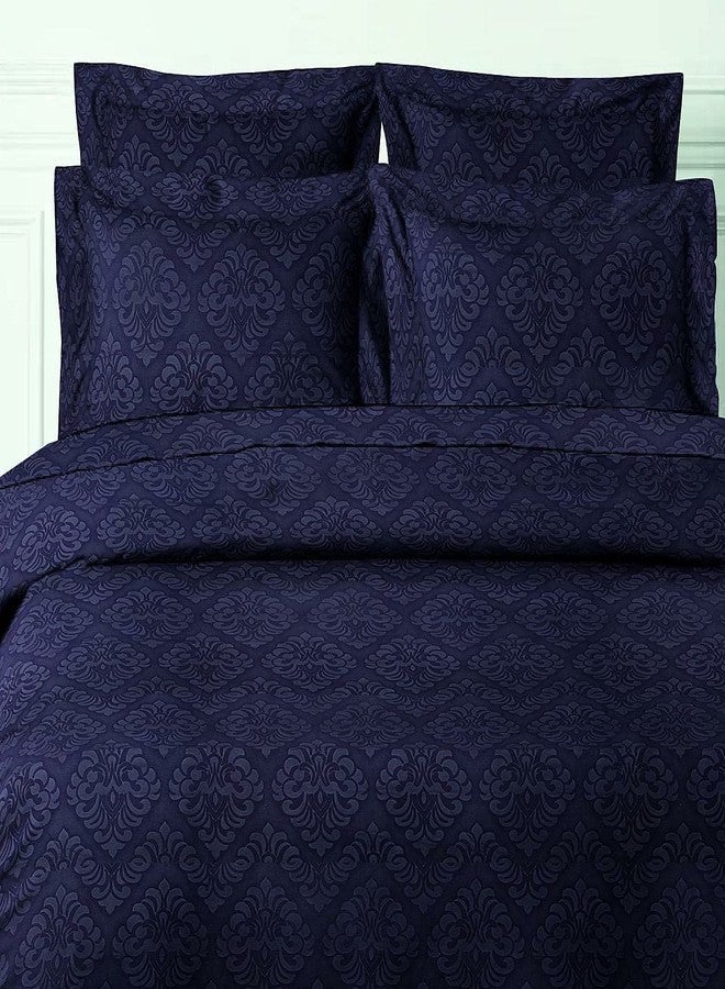 Belvostum Homes 280 TC 100% Glace Cotton Plain Bedsheet Double Bed with Two Pillow Covers (Navy Blue, Double) - Image 1