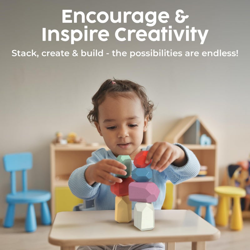 BUNMO 40pcs Wooden Stacking Toys - Montessori Educational Blocks for Toddlers, Non-Toxic, Safe, and Durable for Kids’ Creative Play and Learning - Image 5