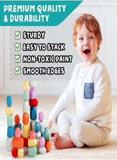 BUNMO BunMo Stacking Rocks 40pcs | Safe for Ages 1+ | Montessori Toys for 1 Year Old | Stacking Blocks for Kids 1+ | Stimulating Creative & Imaginative Play | Hours of Fun | Sensory Toddler Toys  - Image 4