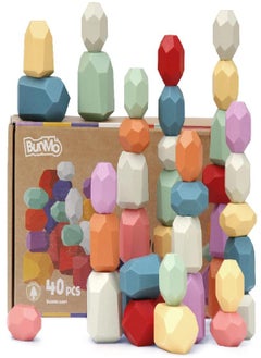 BUNMO BunMo Stacking Rocks 40pcs | Safe for Ages 1+ | Montessori Toys for 1 Year Old | Stacking Blocks for Kids 1+ | Stimulating Creative & Imaginative Play | Hours of Fun | Sensory Toddler Toys  - Image 1