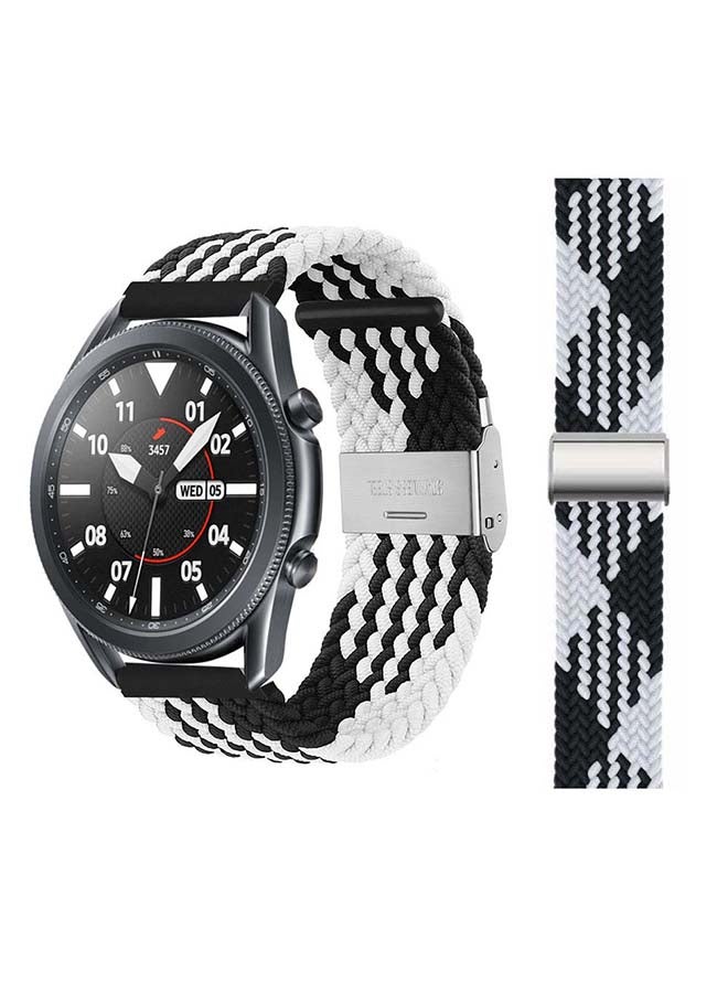 Perfii Adjustable Braided Solo Loop Band for Samsung Galaxy Watch3 45mm Black/White - Image 1