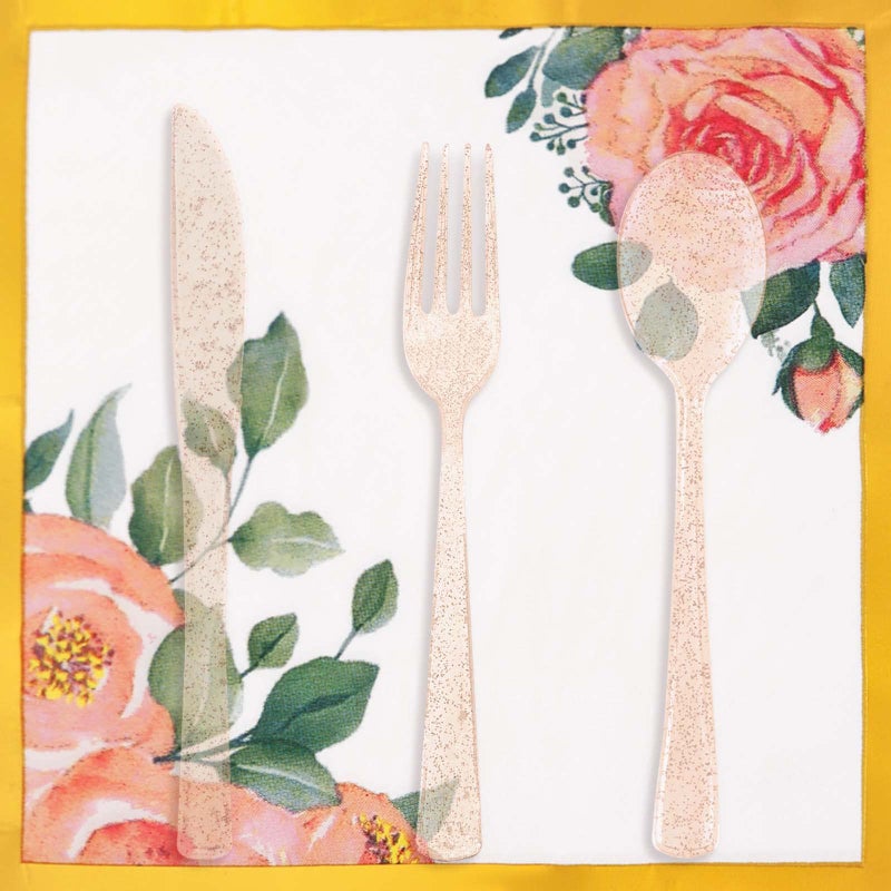 Gudvilla 168PCS Floral Plates and Napkins Party Supplies Vintage Floral Paper Plates Set With Gold Rim Serve 24 Guests Floral Disposable Plates Tea Party supplies for Adults Bridal Shower Decorations - Image 5