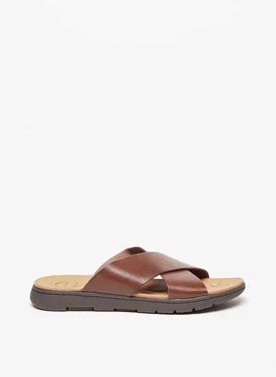 Le Confort Mens Solid Cross Strap Slip-On Sandals