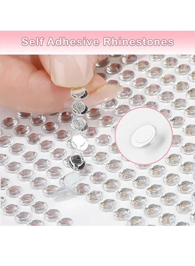 ووفيكسر ملصقات أحجار الراين الشفافة، 6 وجوه من أحجار الراين ذاتية اللصق، ملصقات مجوهرات لامعة، ملصقات أحجار كريمة كريستالية للحرف اليدوية والمكياج والوجه والشعر، بأحجام متنوعة. - Image 3