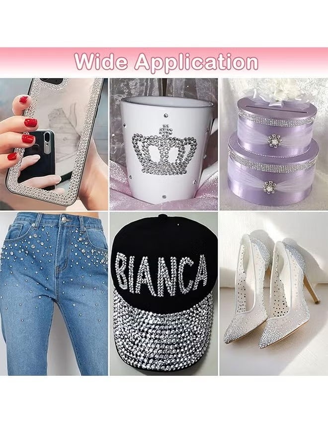 ووفيكسر ملصقات أحجار الراين الشفافة، 6 وجوه من أحجار الراين ذاتية اللصق، ملصقات مجوهرات لامعة، ملصقات أحجار كريمة كريستالية للحرف اليدوية والمكياج والوجه والشعر، بأحجام متنوعة. - Image 4