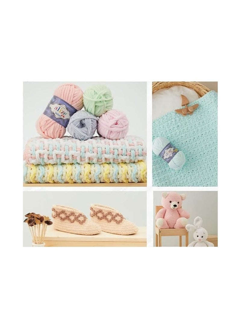 خيوط اليزا قطيفه غزل من صوف الاطفال التركي فيلوتو من الشانيل الناعم من اليز، ضخمة للغاية، مخصصة للحياكة اليدوية وللكروشيه، كرة مقاس XXL لاميجورومي، وزن 100 جرام، مجموعة من 5 قطع (بينك باودر، 340) - Image 4