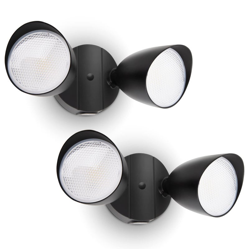 UME 2-Packs 2500 Lumen 32 Watt 28 LED Dual-Head Floodlight Outdoor, Full Metal Design, Waterproof Exterior Security Wall Light 5000K for Patio, Garden, Yard-Black - Image 1