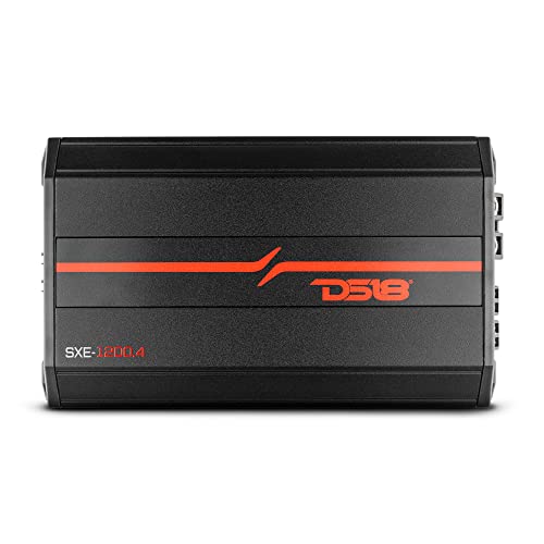 DS18 SXE-1200.4/BK Car Amplifier Stereo Full-Range Class A/B 4-Channel 60x4 RMS @4 OHM 1200 Watts - Powerful and Compact Amp for Speakers in Car Audio System - Image 1