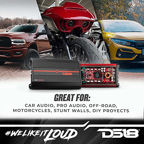 DS18 SXE-1200.4/BK Car Amplifier Stereo Full-Range Class A/B 4-Channel 60x4 RMS @4 OHM 1200 Watts - Powerful and Compact Amp for Speakers in Car Audio System - Image 4