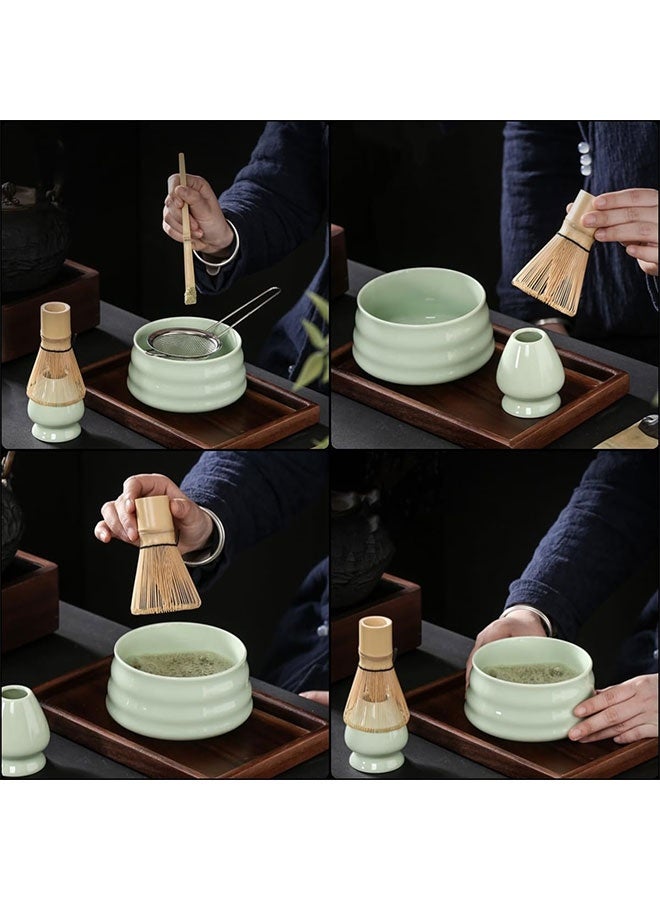 WINEENEE 4 Piece Matcha Tea Set,Matcha Whisk Set,Traditional Japanese Matcha Tea Set,Ceramic Whisk Holder, Handmade Matcha Ceremony Kit,Matcha Ceremony Accessory,Matcha Tools - Image 4