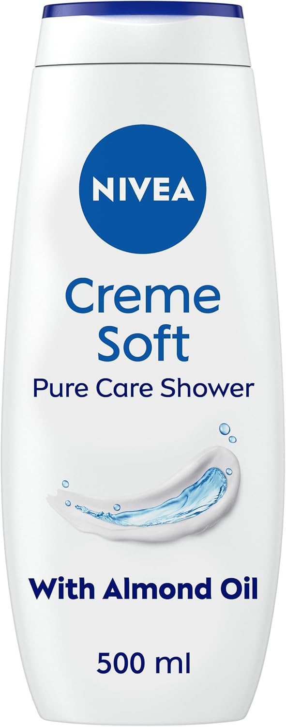 NIVEA Crme Soft 500ml Pack of 6 Caring Shower Body Cream Enriched with Almond Oil Moisturising Shower Gel Body Wash with Jojoba Oil Glycerin and Panthenol