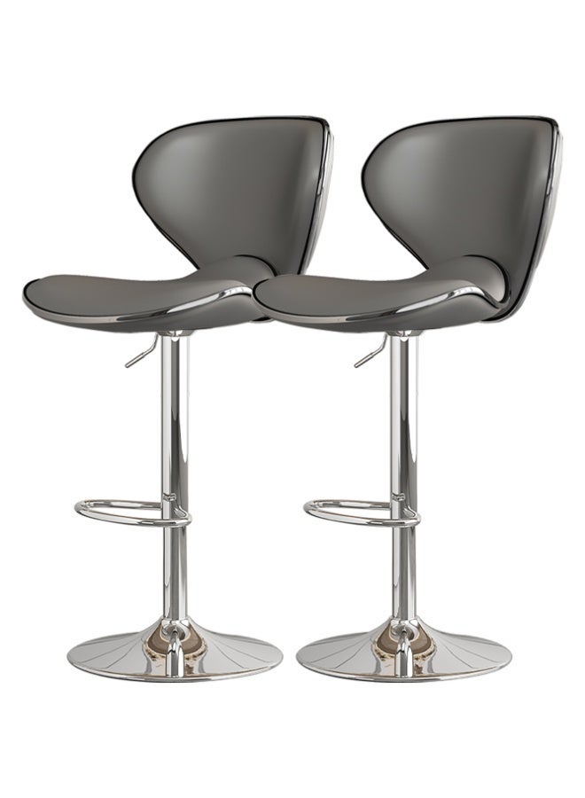 Sharpdo 2-Piece Bar Stool Set, Nappa Leather High Back Bar Stool, Comfortable and Adjustable High Bar Stool, 360° Rotation, Suitable for Home Kitchen Counter Restaurant High Stool - Image 2