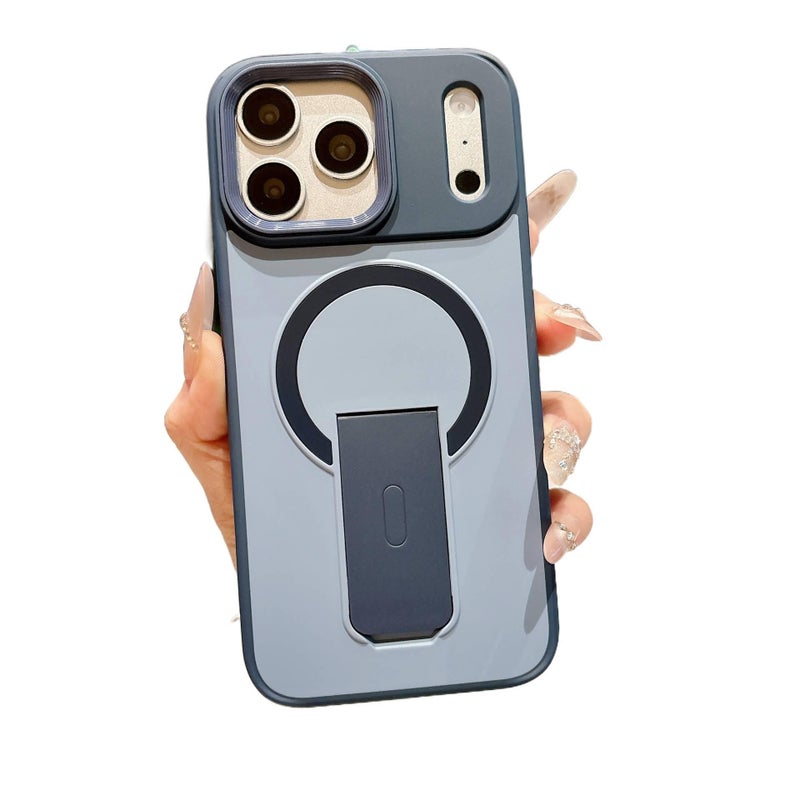غطاء MagSafe بPC لـ iPhone 14 / 14 Plus / 14 Pro / 14 Pro Max مع حماية من السقوط وحامل قائم مع مقاوم للصدمات مع مغناطيس قوي مع ملمس ناعم باللون أزرق مغناطيسي بوظيفة حامل - Veloris - Image 1