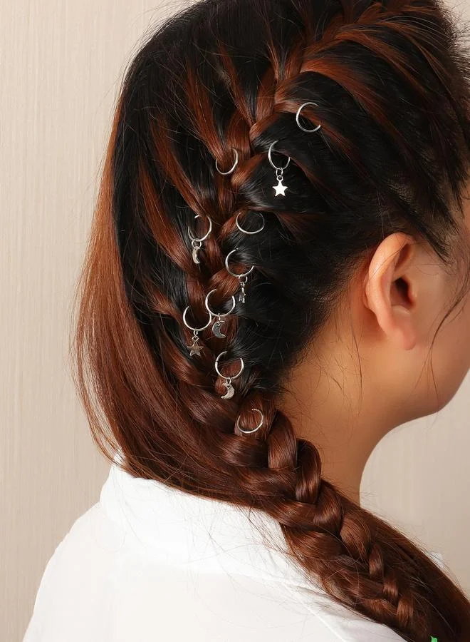 Take Two Pack of 10 - Silver Star and Moon Hair Jewelry