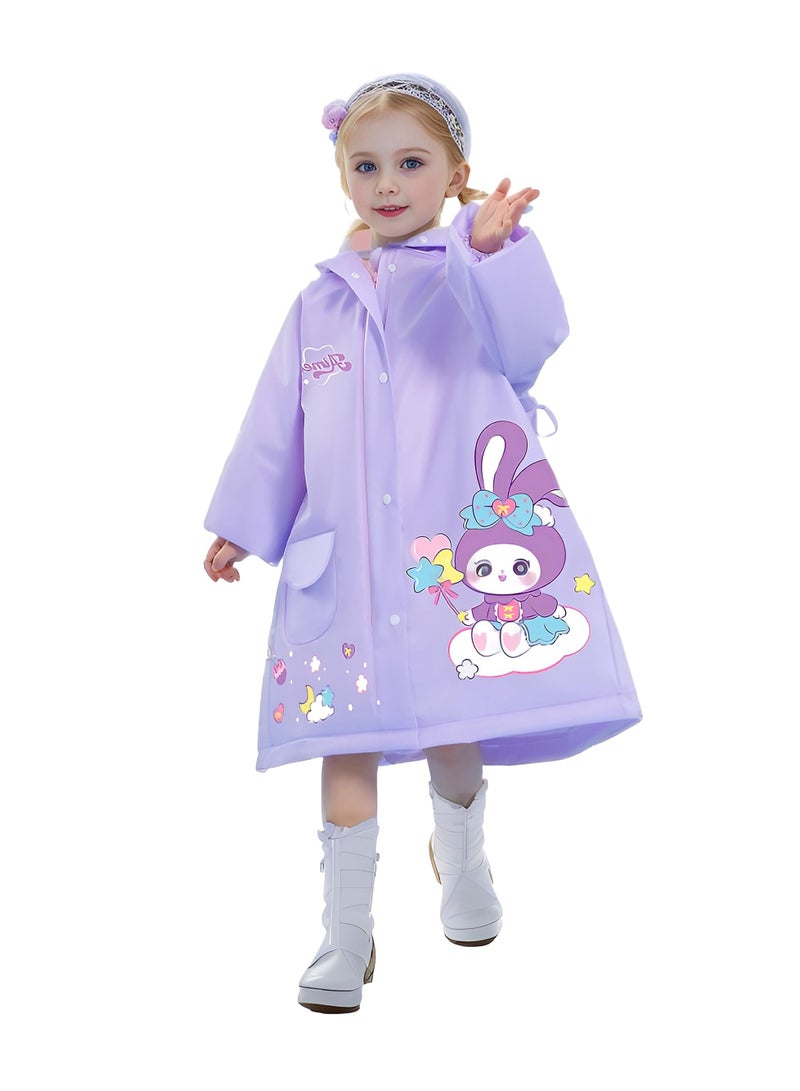 Excefore Kids Waterproof Rain Coat, EVA Portable Rain Poncho, Kids Raincoat for Boys Girls Rain Poncho with Hood, Waterproof Reusable EVA Rainwear Toddler Cartoon 4-6 Years, L Size  - Image 1