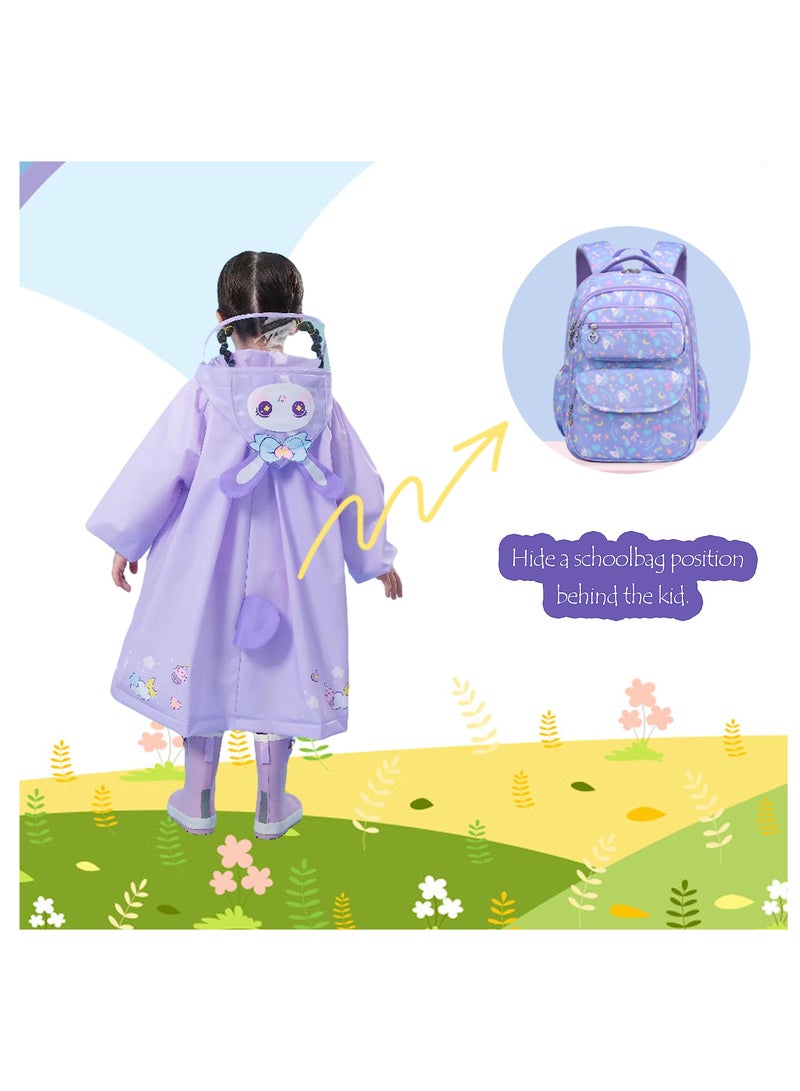 Excefore Kids Waterproof Rain Coat, EVA Portable Rain Poncho, Kids Raincoat for Boys Girls Rain Poncho with Hood, Waterproof Reusable EVA Rainwear Toddler Cartoon 4-6 Years, L Size  - Image 3