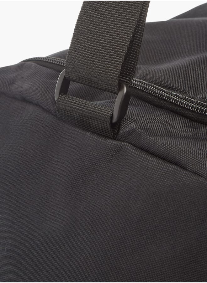 Men Logo Print Duffel Bag with Handles and Zip Closure