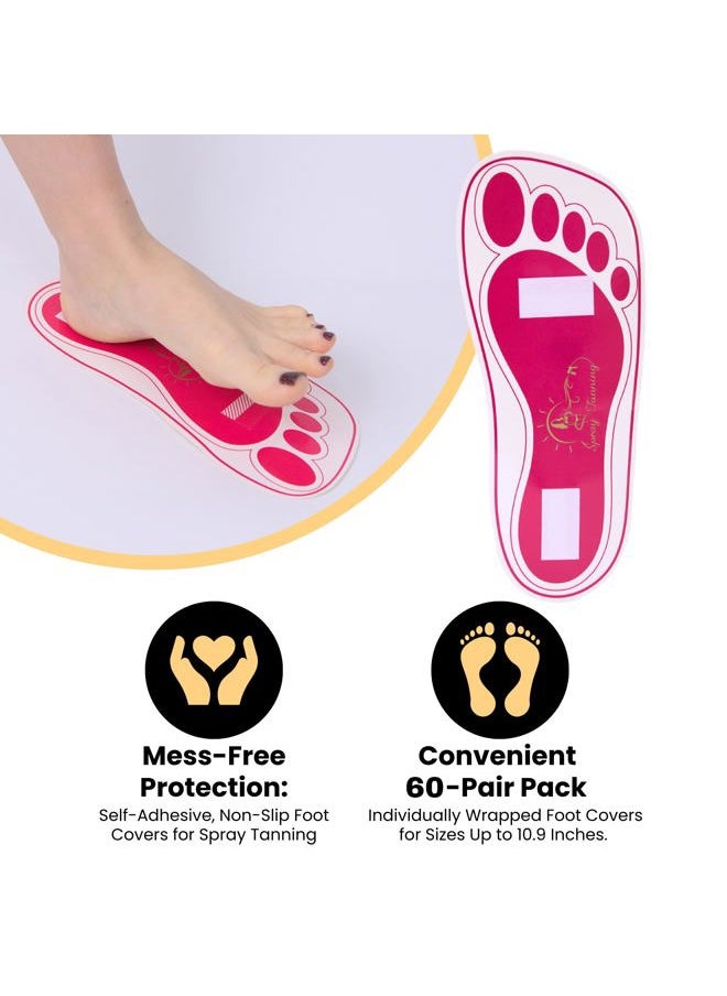 HeeStar - 60 Pairs(120 Feets) Disposable Pink Tanning Feet Pads Sunless Airbrush Spray Tent Protect Foot Shaped Spray Tan Sandals - Image 1