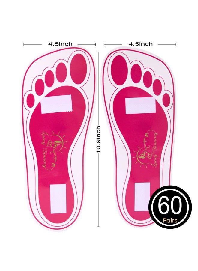 HeeStar - 60 Pairs(120 Feets) Disposable Pink Tanning Feet Pads Sunless Airbrush Spray Tent Protect Foot Shaped Spray Tan Sandals - Image 1