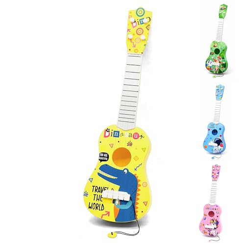 VGRASSP 22 Inch 4 String Kids Guitar Toy - Colorful Cartoon Design Musical Instrument Toy, Educational Ukulele Style Playset Gift for Boys and Girls - Color and Design As Per Stock - Image 1