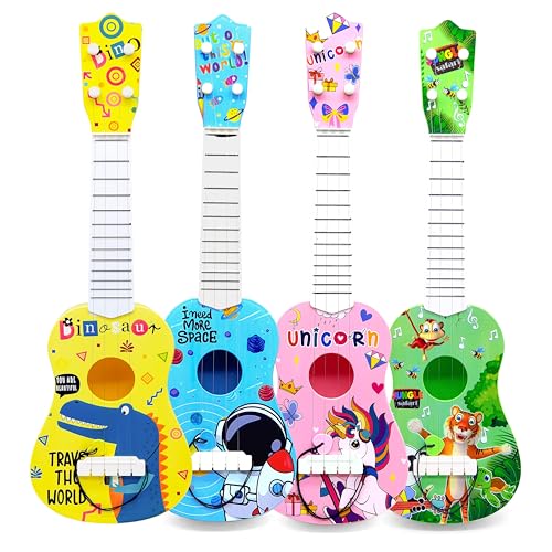 VGRASSP 22 Inch 4 String Kids Guitar Toy - Colorful Cartoon Design Musical Instrument Toy, Educational Ukulele Style Playset Gift for Boys and Girls - Color and Design As Per Stock - Image 4